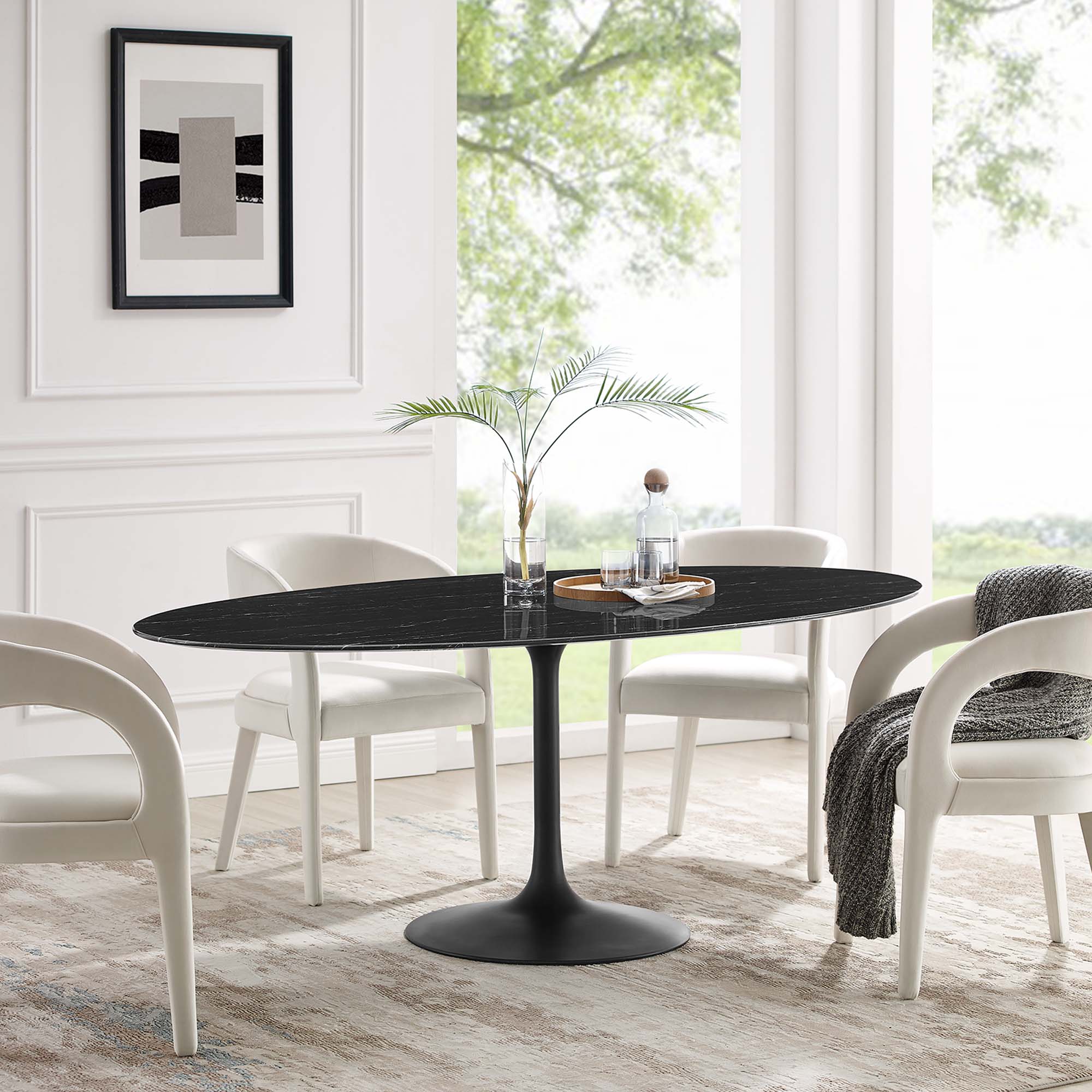 Lippa 78" Oval Faux Marble Dining Table by Modway - Image 6