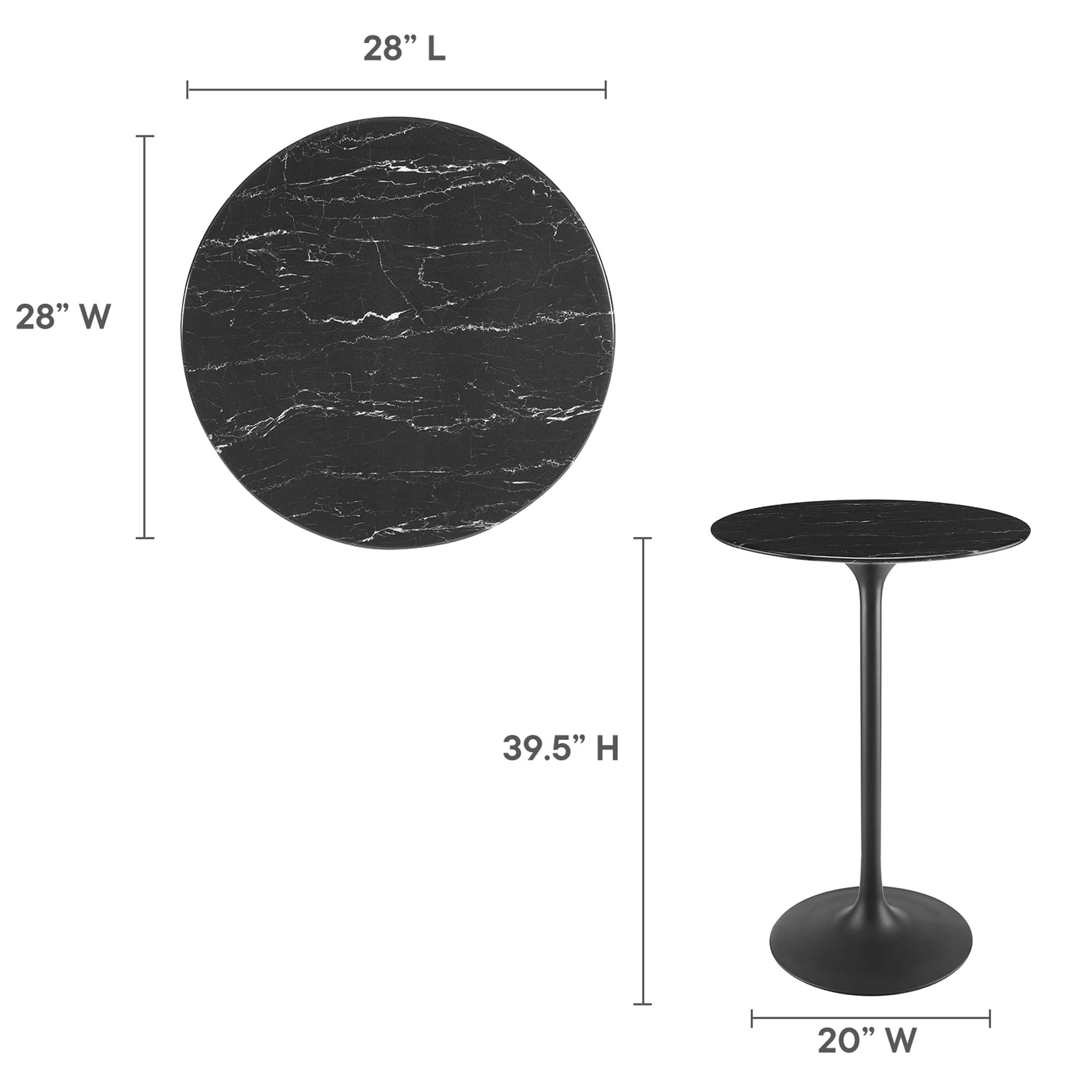Lippa 28" Round Faux Marble Bar Table by Modway - Image 2