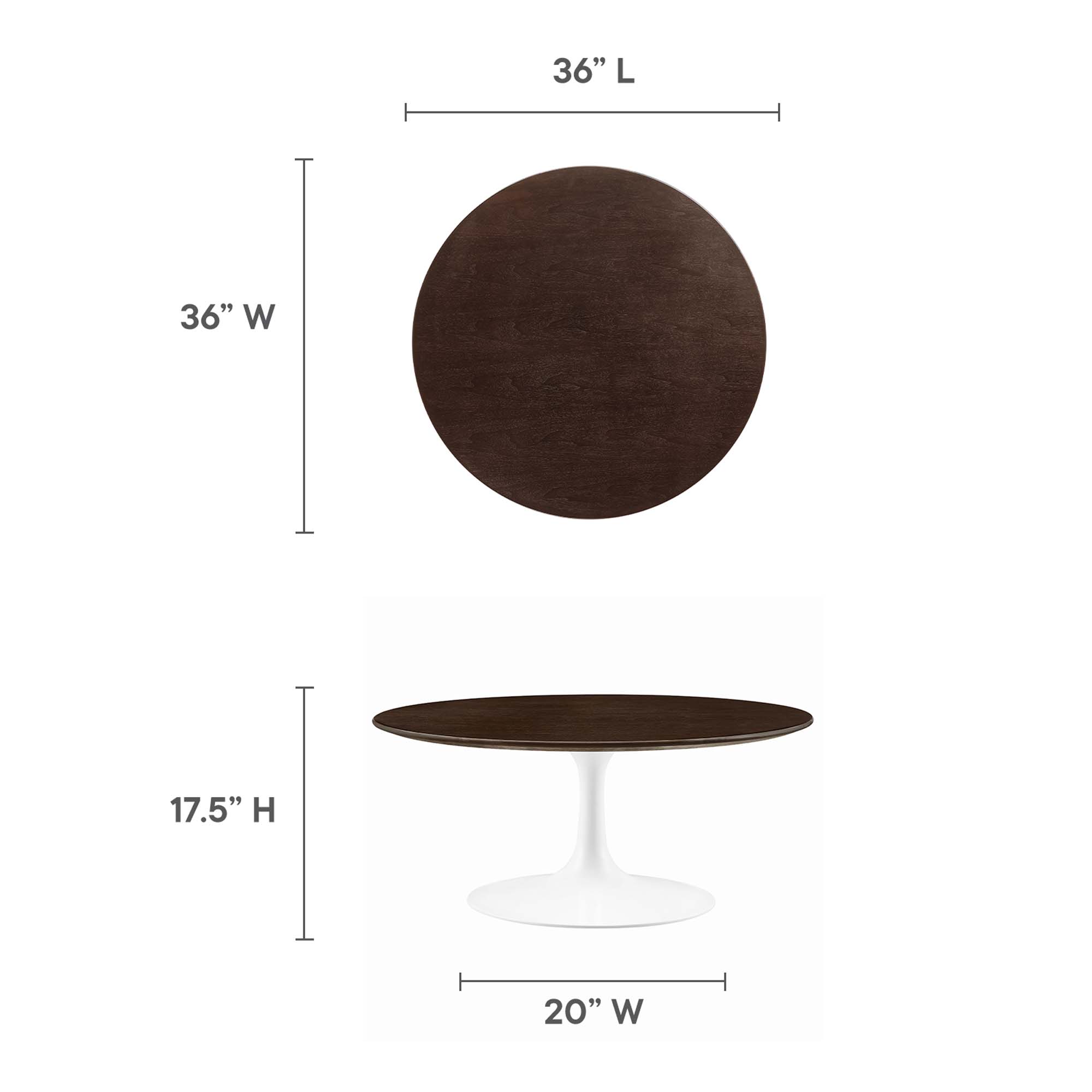 Lippa 36" Round Wood Coffee Table by Modway - Image 2