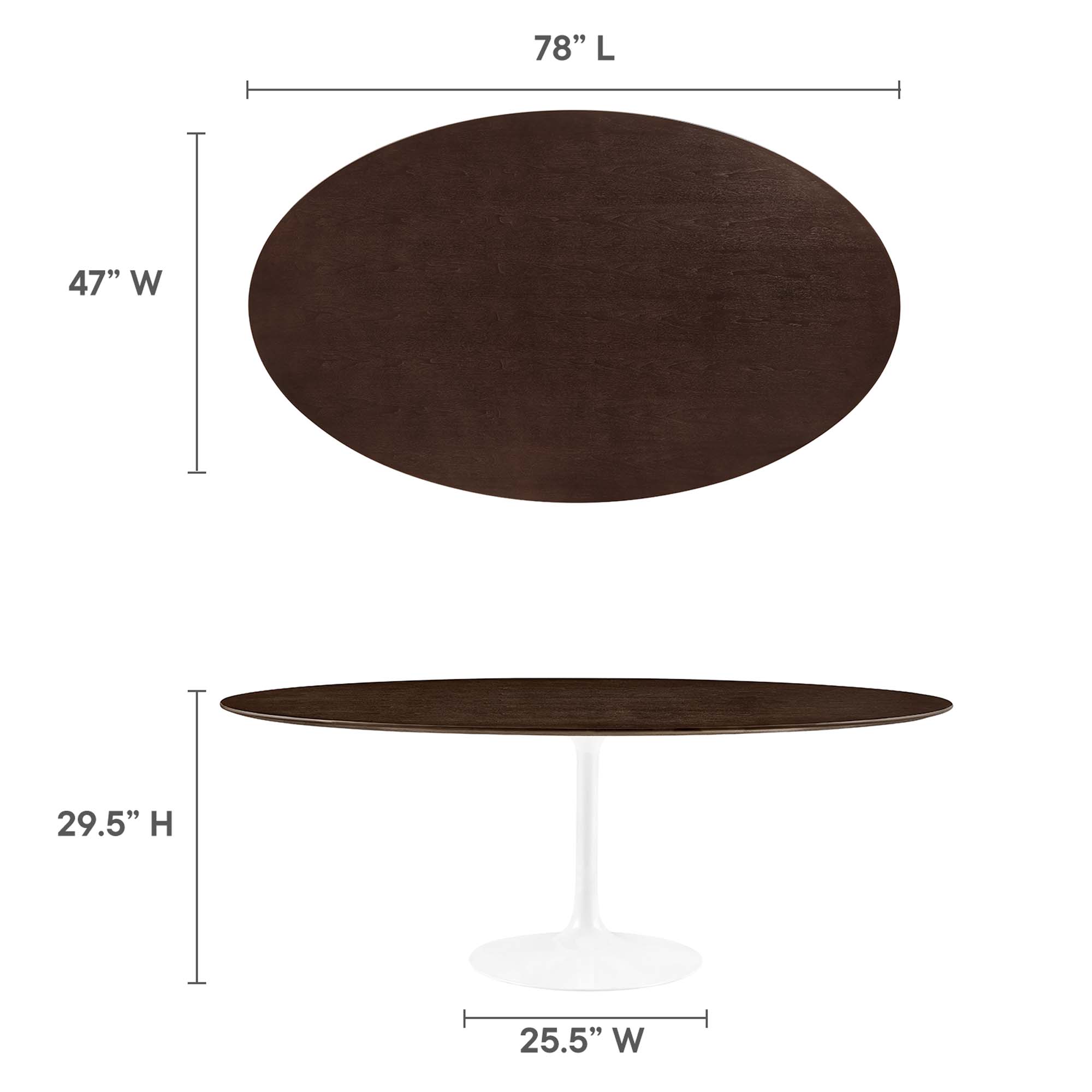 Lippa 78" Oval Wood Dining Table by Modway - Image 3