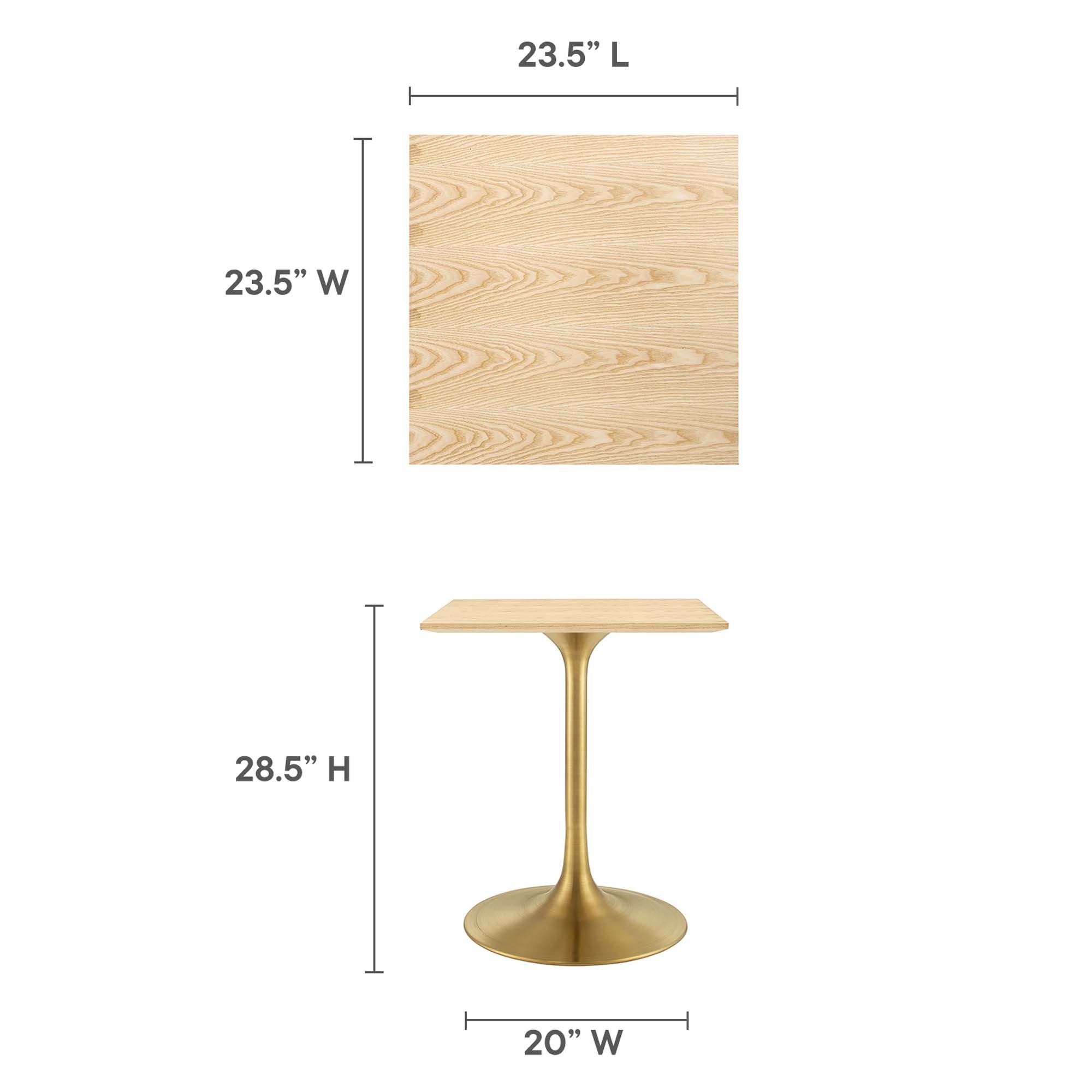 Lippa 24" Square Wood Dining Table by Modway - Image 3