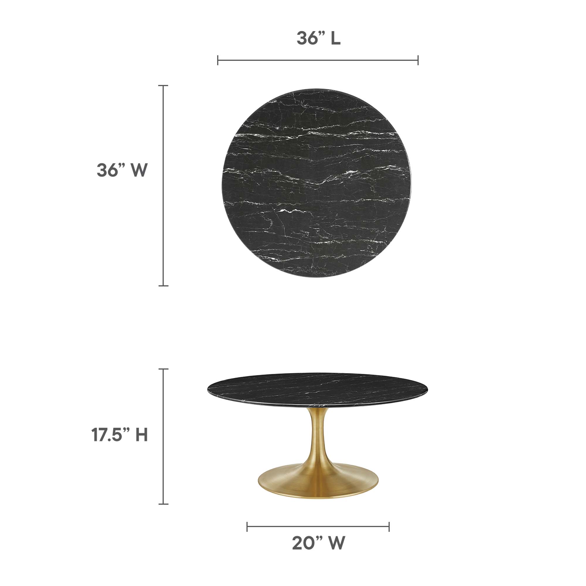 Lippa 36" Round Faux Marble Coffee Table by Modway - Image 3