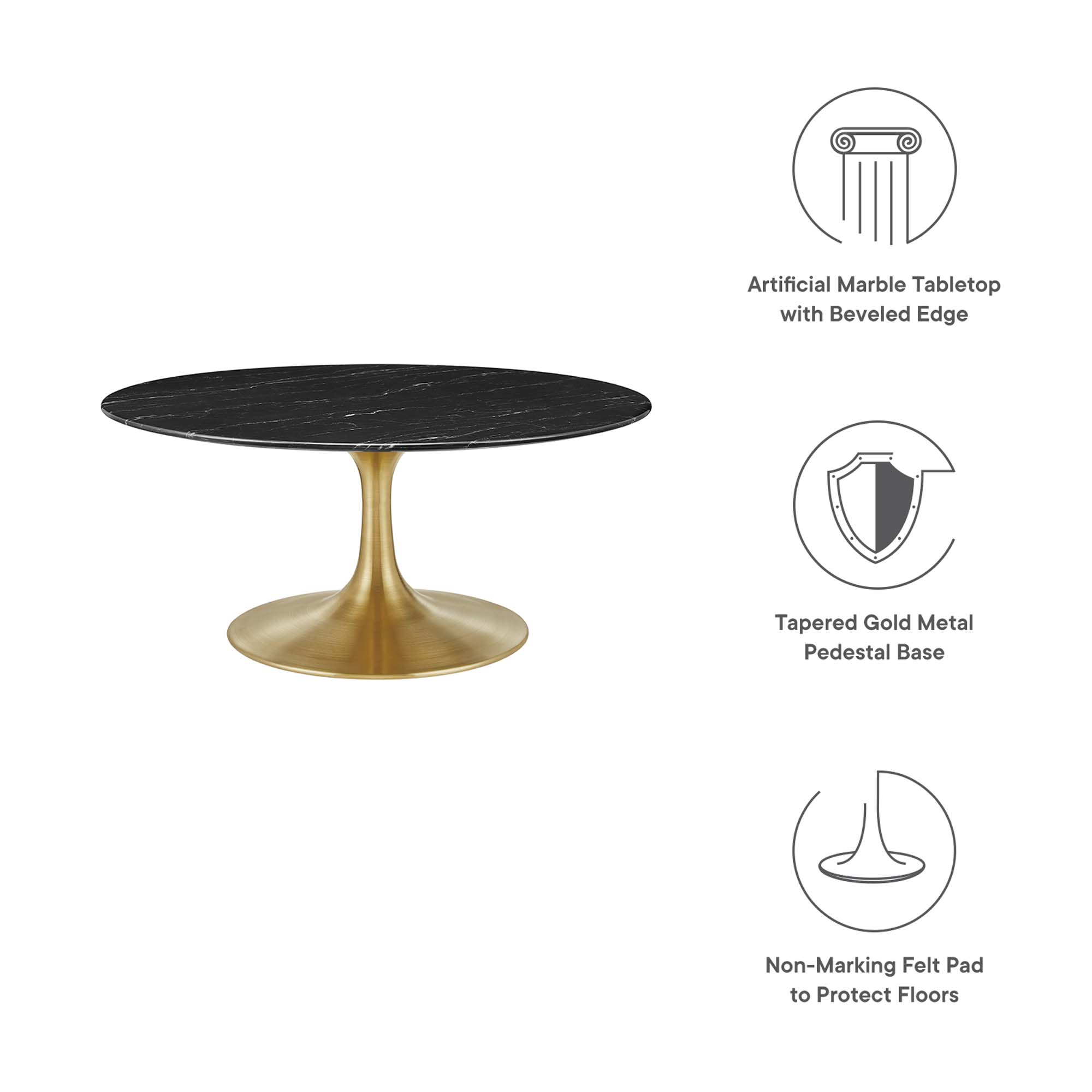 Lippa 36" Round Faux Marble Coffee Table by Modway - Image 2