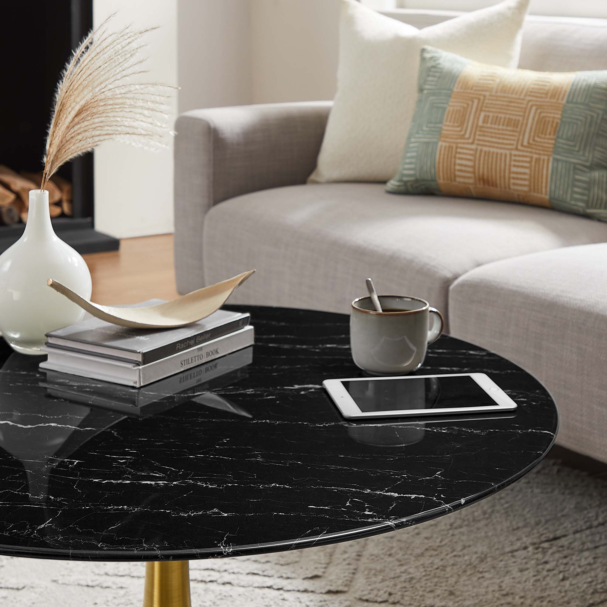 Lippa 36" Round Faux Marble Coffee Table by Modway - Image 7