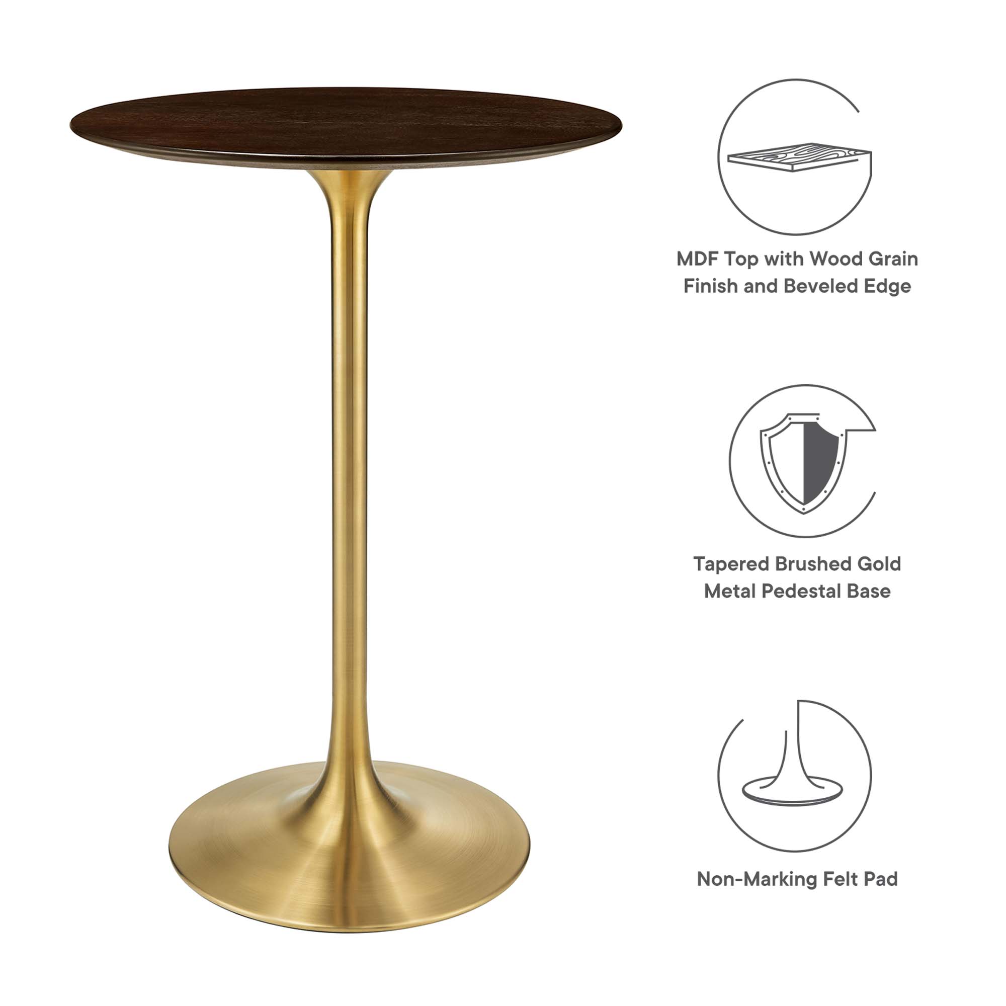 Lippa 28" Round Cherry Walnut Wood Bar Table by Modway - Image 2
