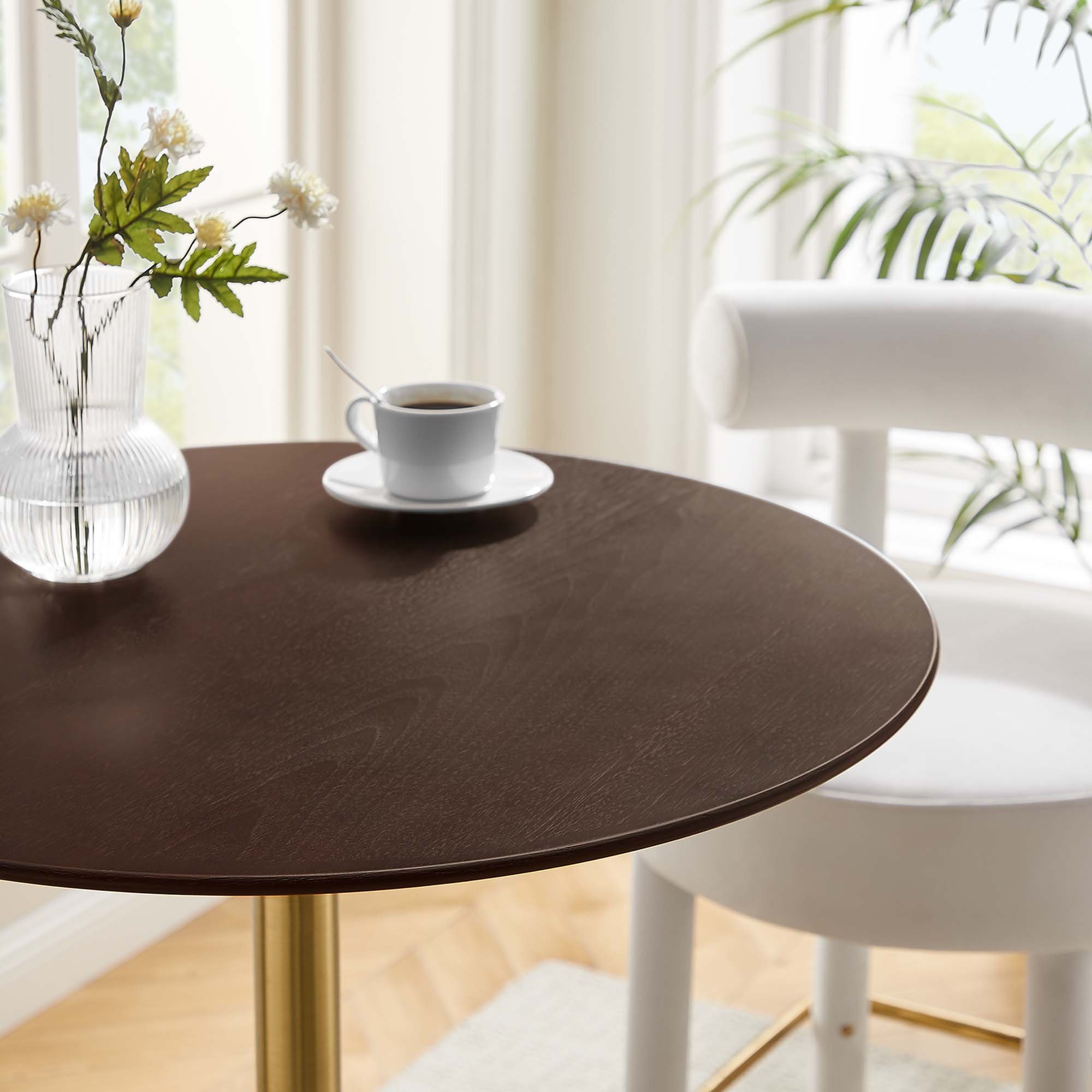 Lippa 28" Round Cherry Walnut Wood Bar Table by Modway - Image 7