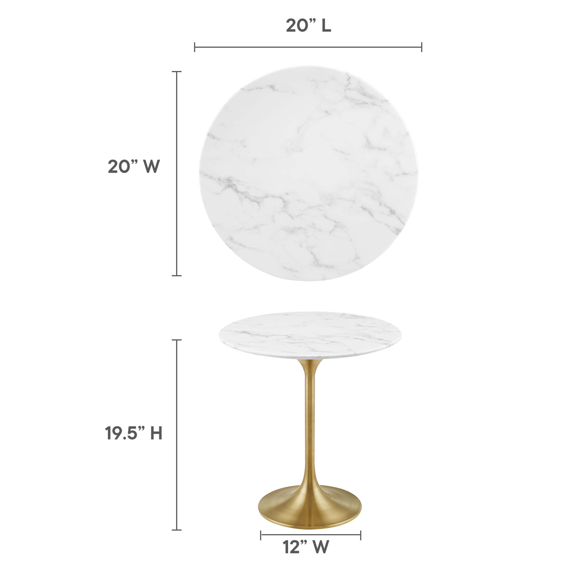 Lippa 20" Round Faux Marble Side Table by Modway - Image 3