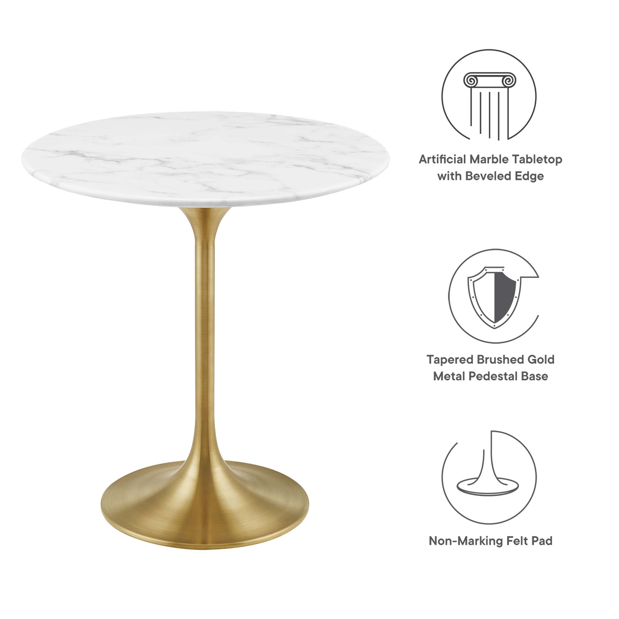 Lippa 20" Round Faux Marble Side Table by Modway - Image 2