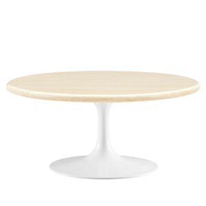 Lippa 36" Round Faux Travertine Coffee Table by Modway