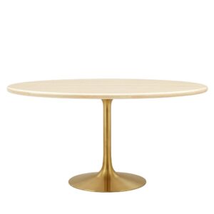 Lippa 60" Oval Faux Travertine Dining Table by Modway