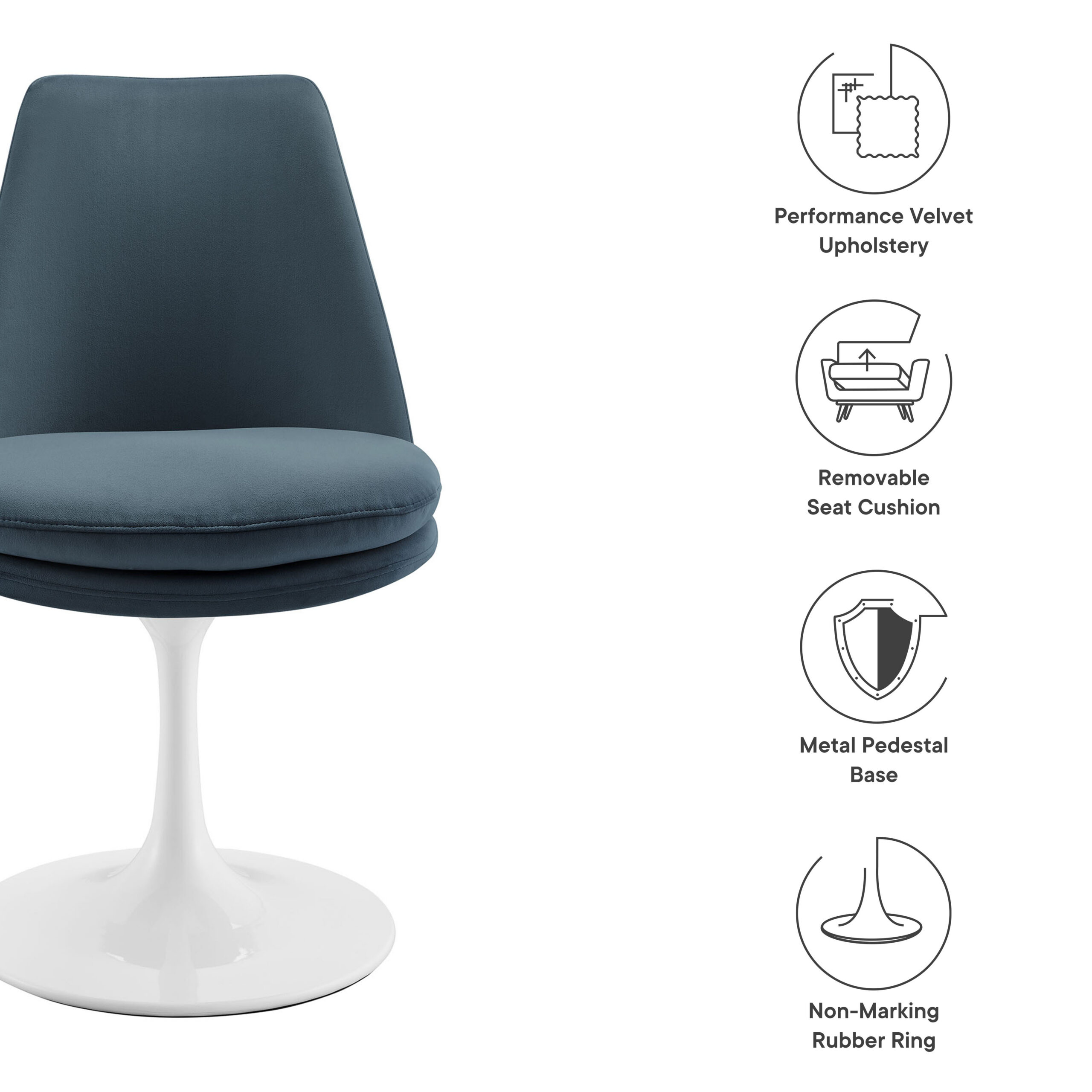 Lippa Swivel Dining Performance Velvet Side Chair by Modway - Image 3