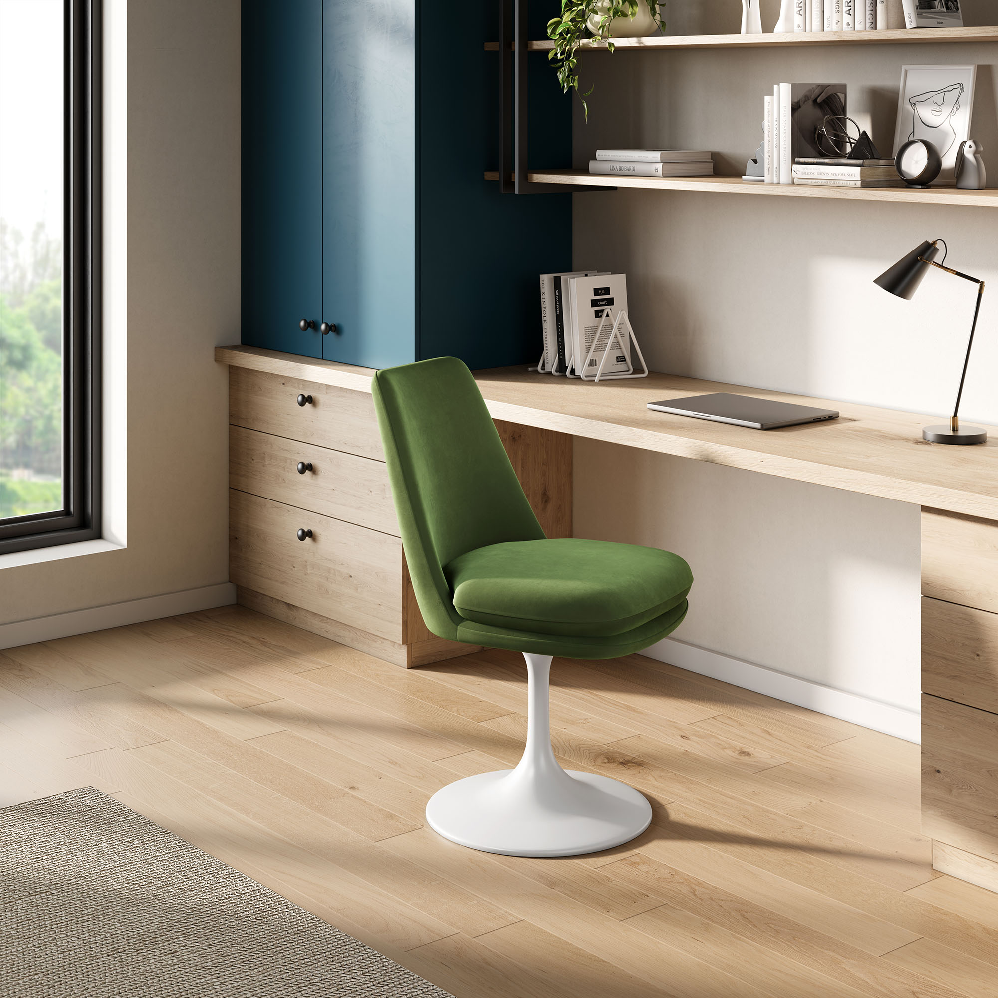 Lippa Swivel Dining Performance Velvet Side Chair by Modway - Image 8