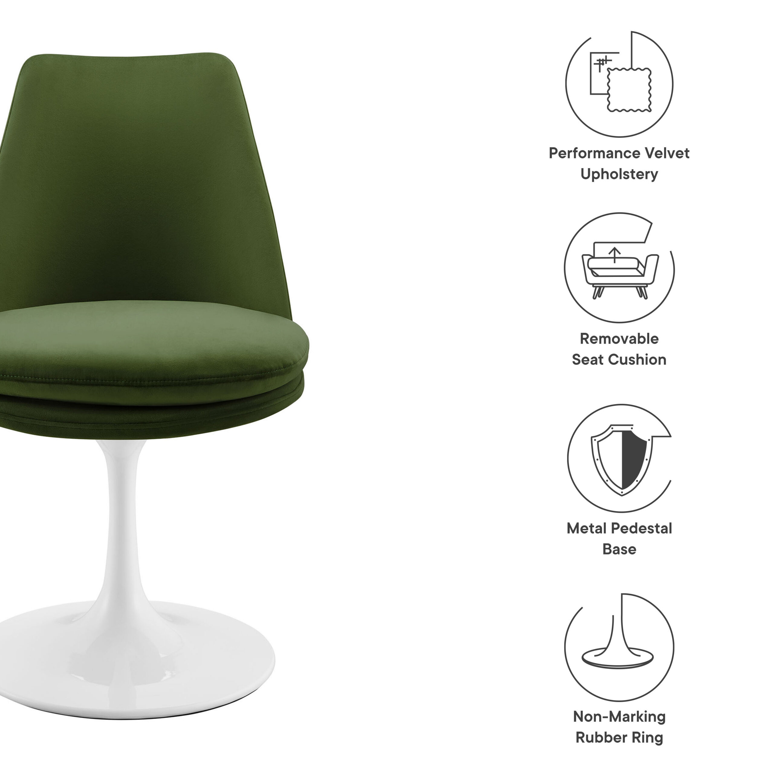 Lippa Swivel Dining Performance Velvet Side Chair by Modway - Image 2