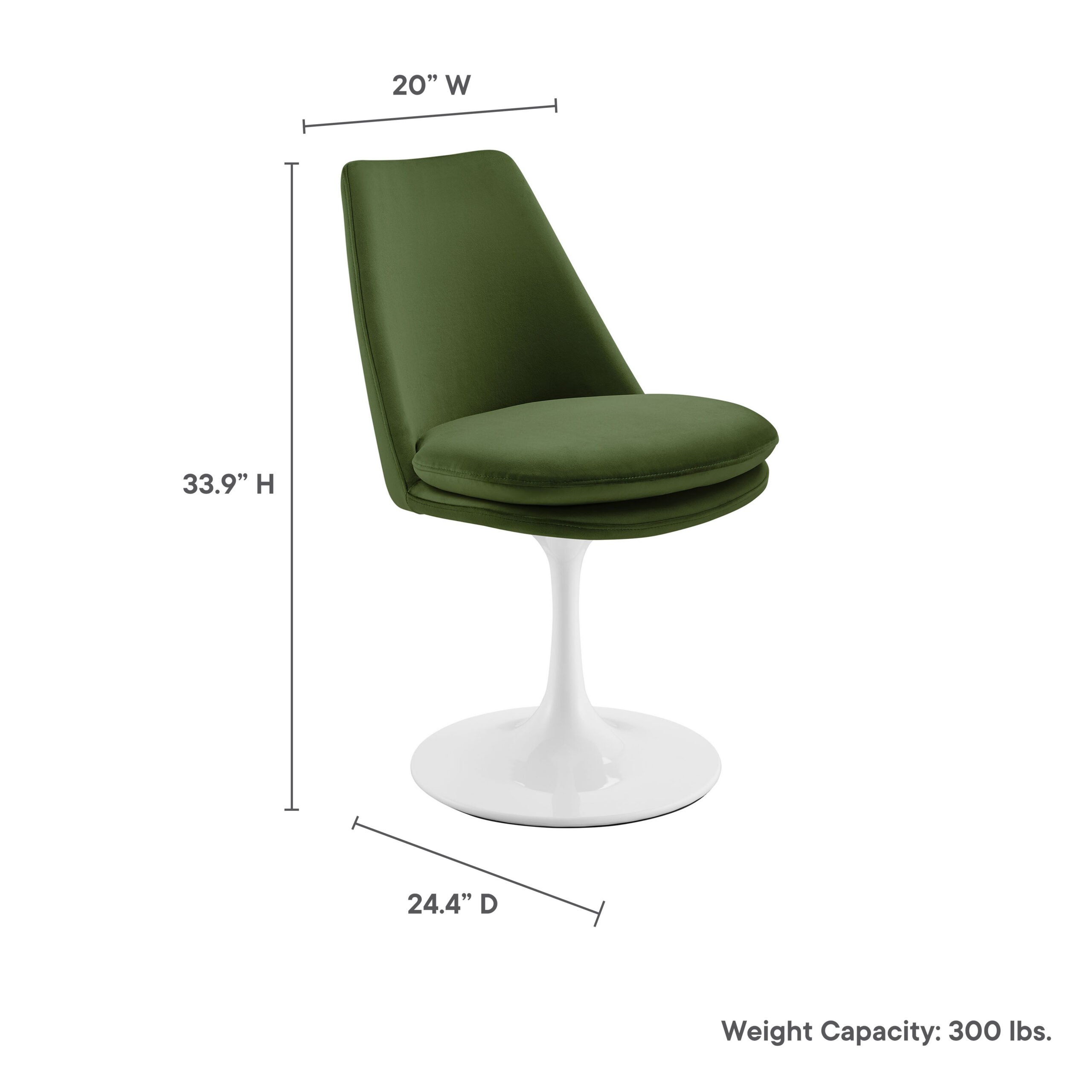 Lippa Swivel Dining Performance Velvet Side Chair by Modway - Image 3
