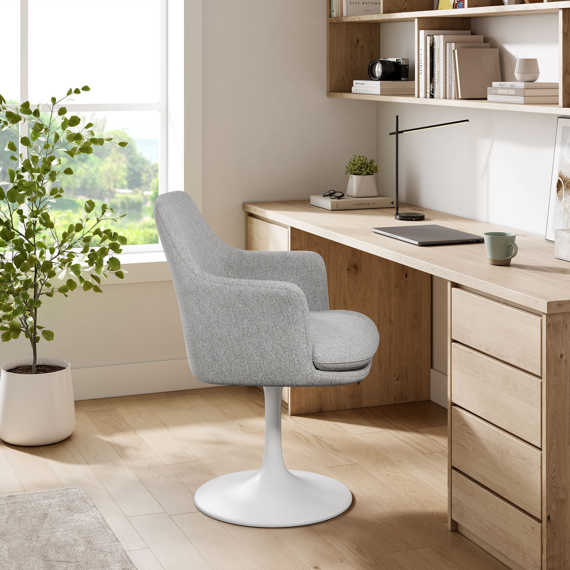 Lippa Swivel Dining Upholstered Armchair by Modway - Image 9