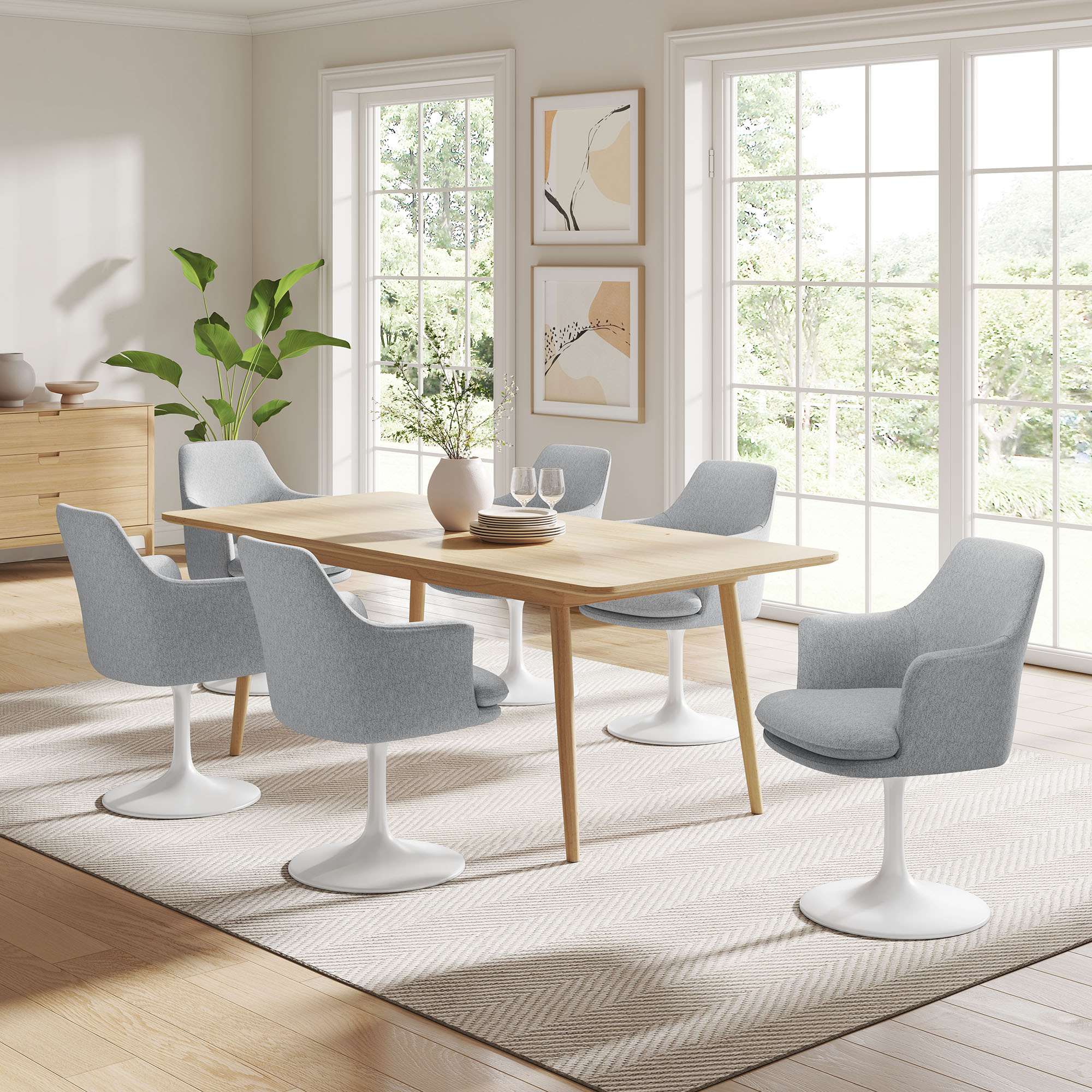 Lippa Swivel Dining Upholstered Armchair by Modway - Image 8