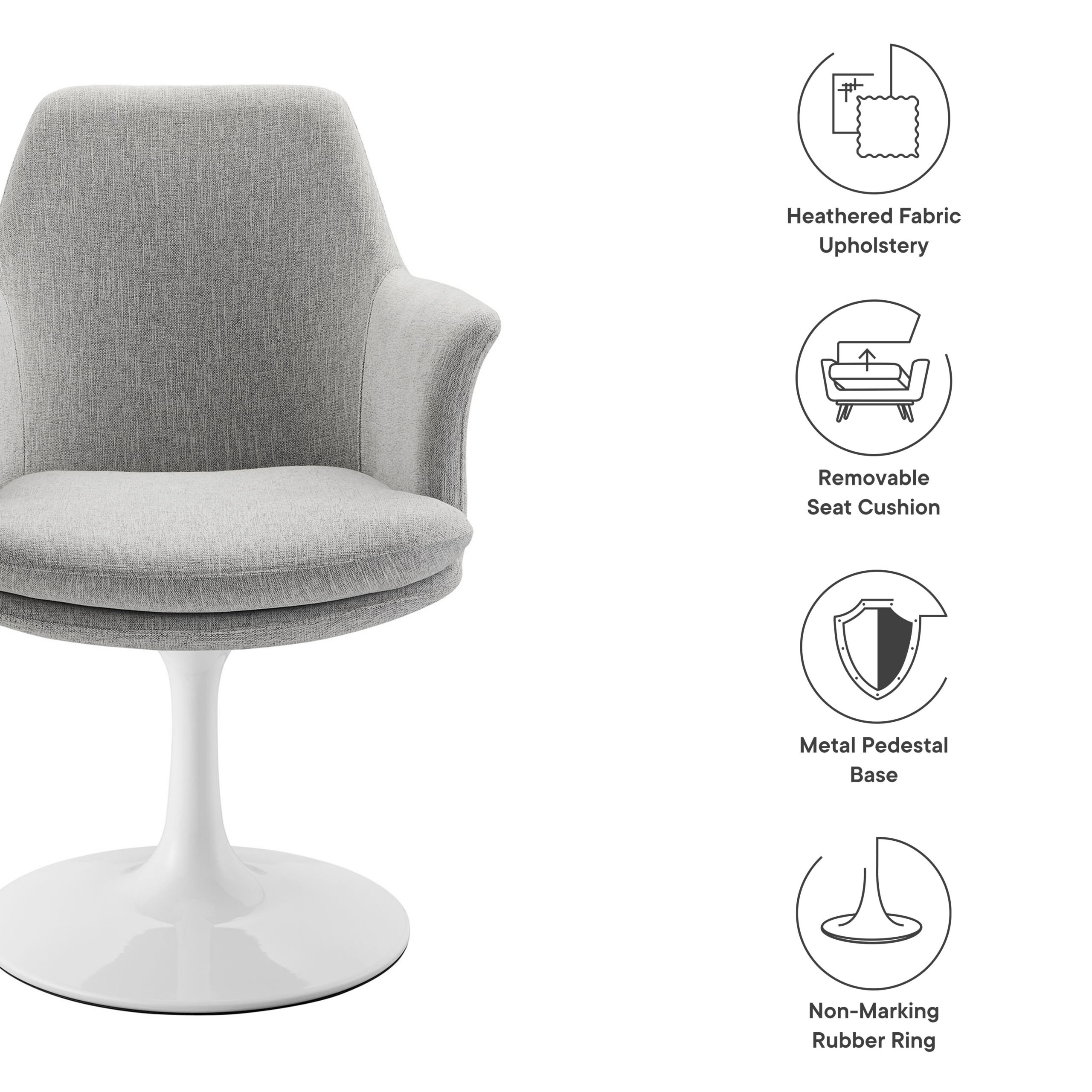 Lippa Swivel Dining Upholstered Armchair by Modway - Image 2