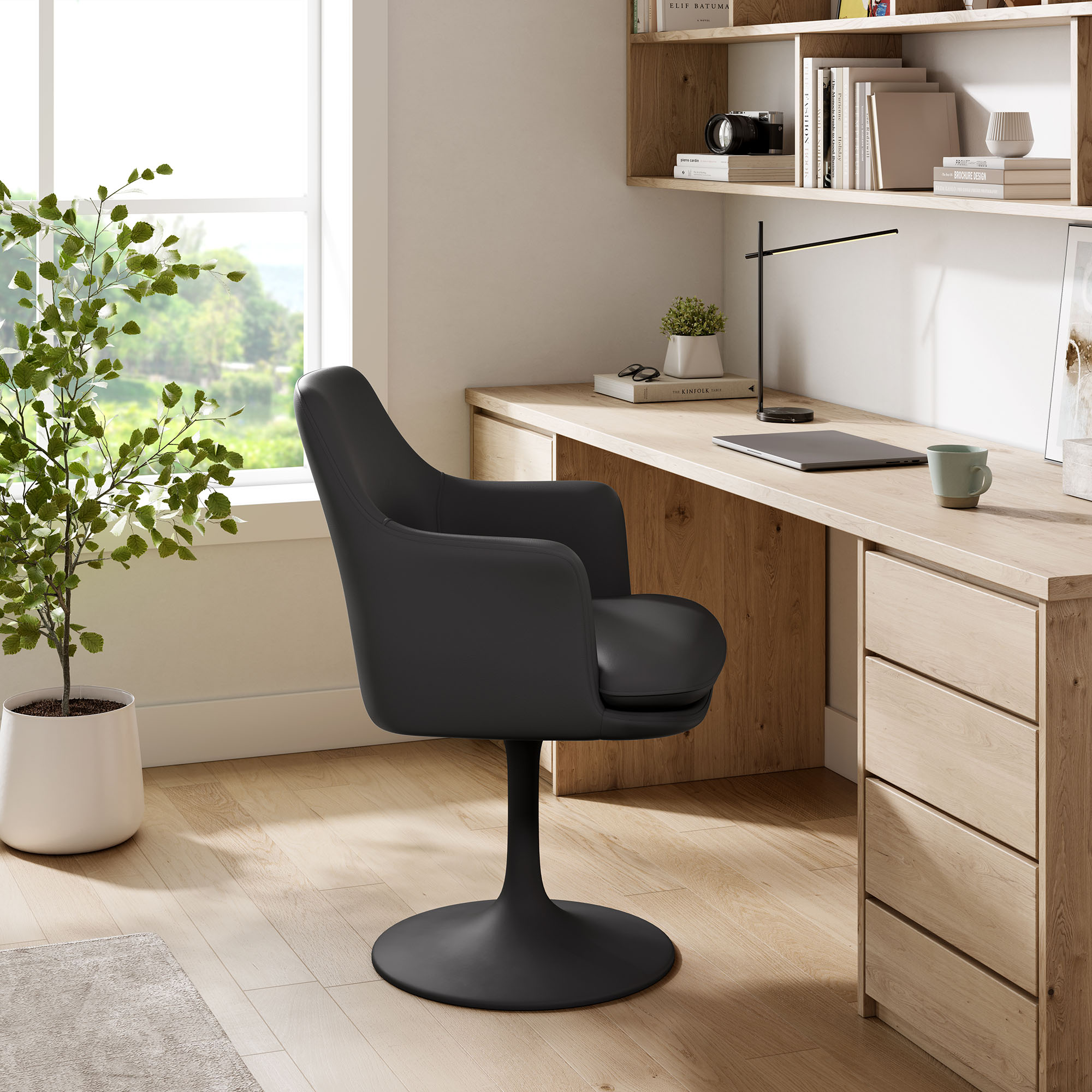 Lippa Swivel Dining Vegan Leather Armchair by Modway - Image 9