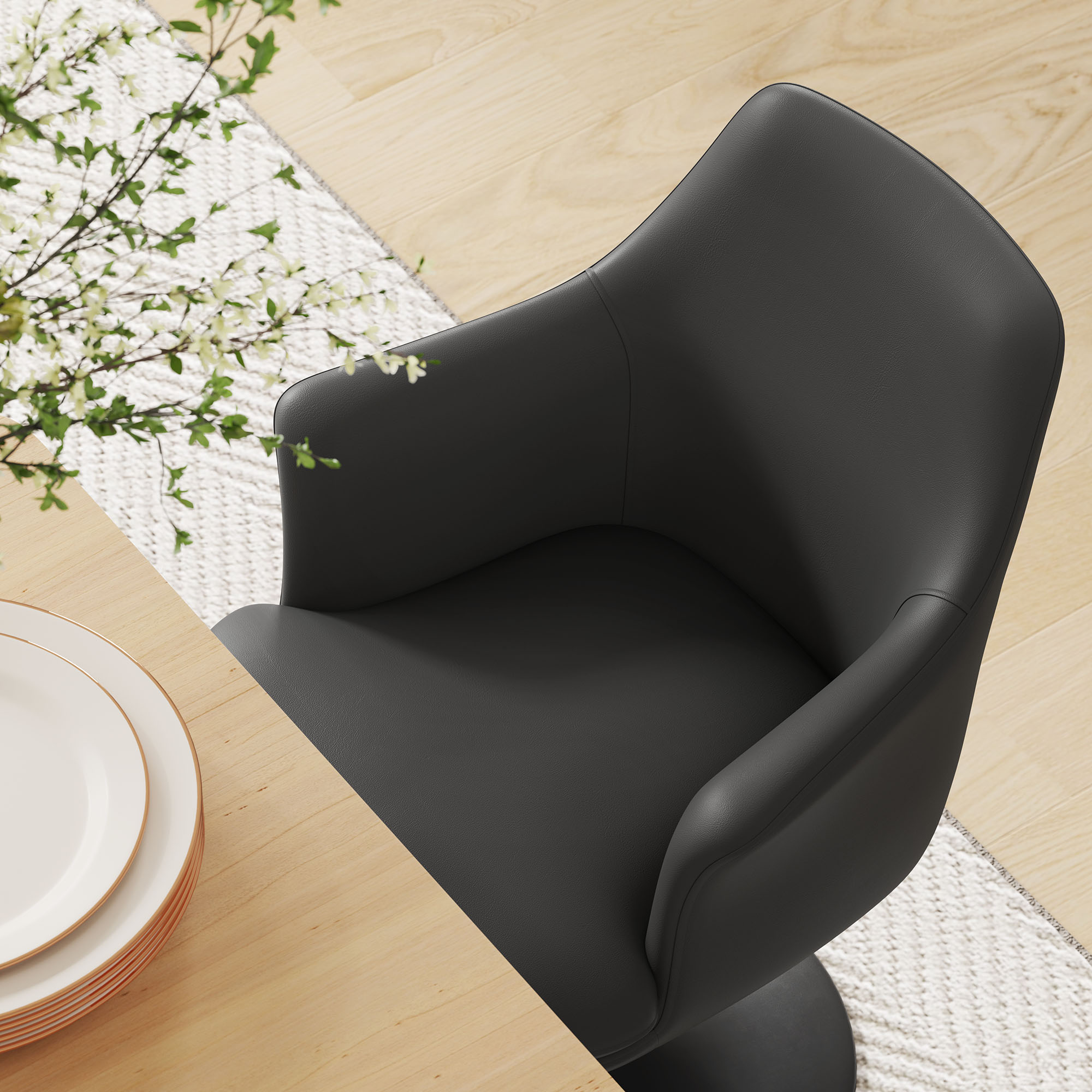 Lippa Swivel Dining Vegan Leather Armchair by Modway - Image 10
