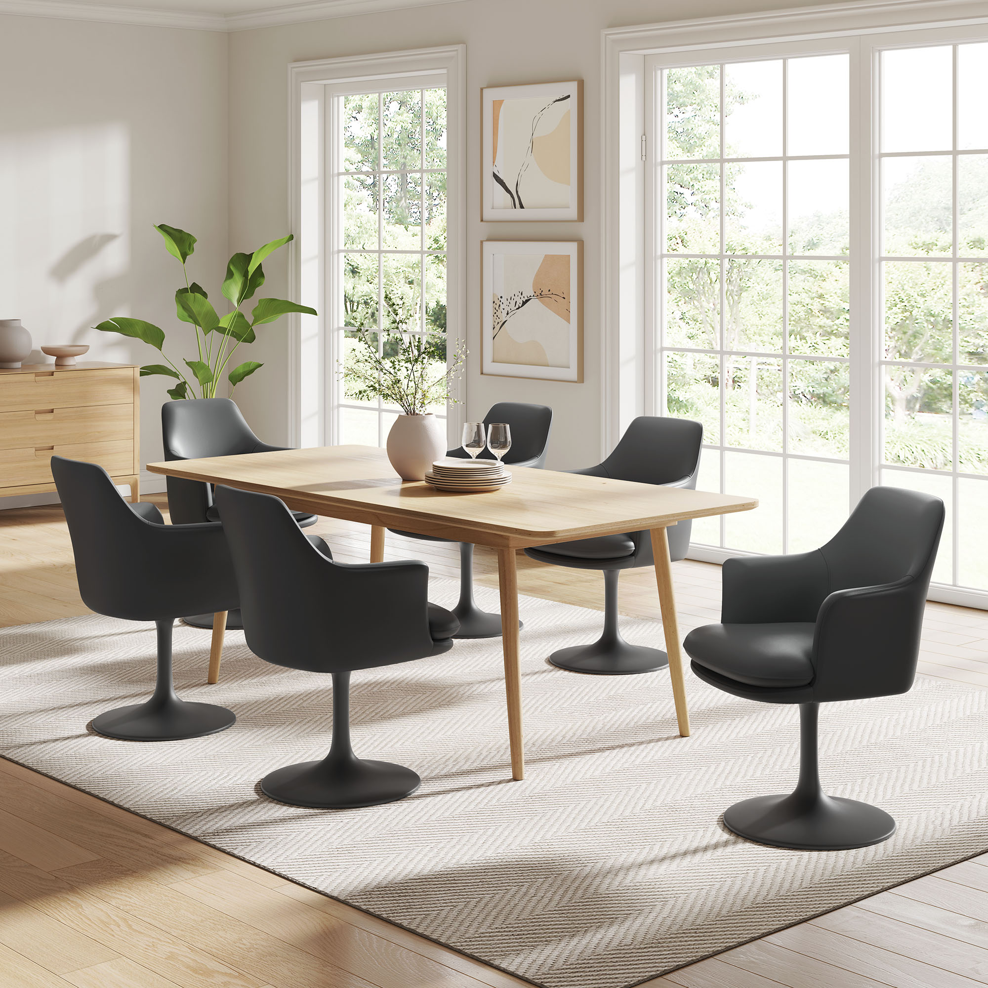 Lippa Swivel Dining Vegan Leather Armchair by Modway - Image 8