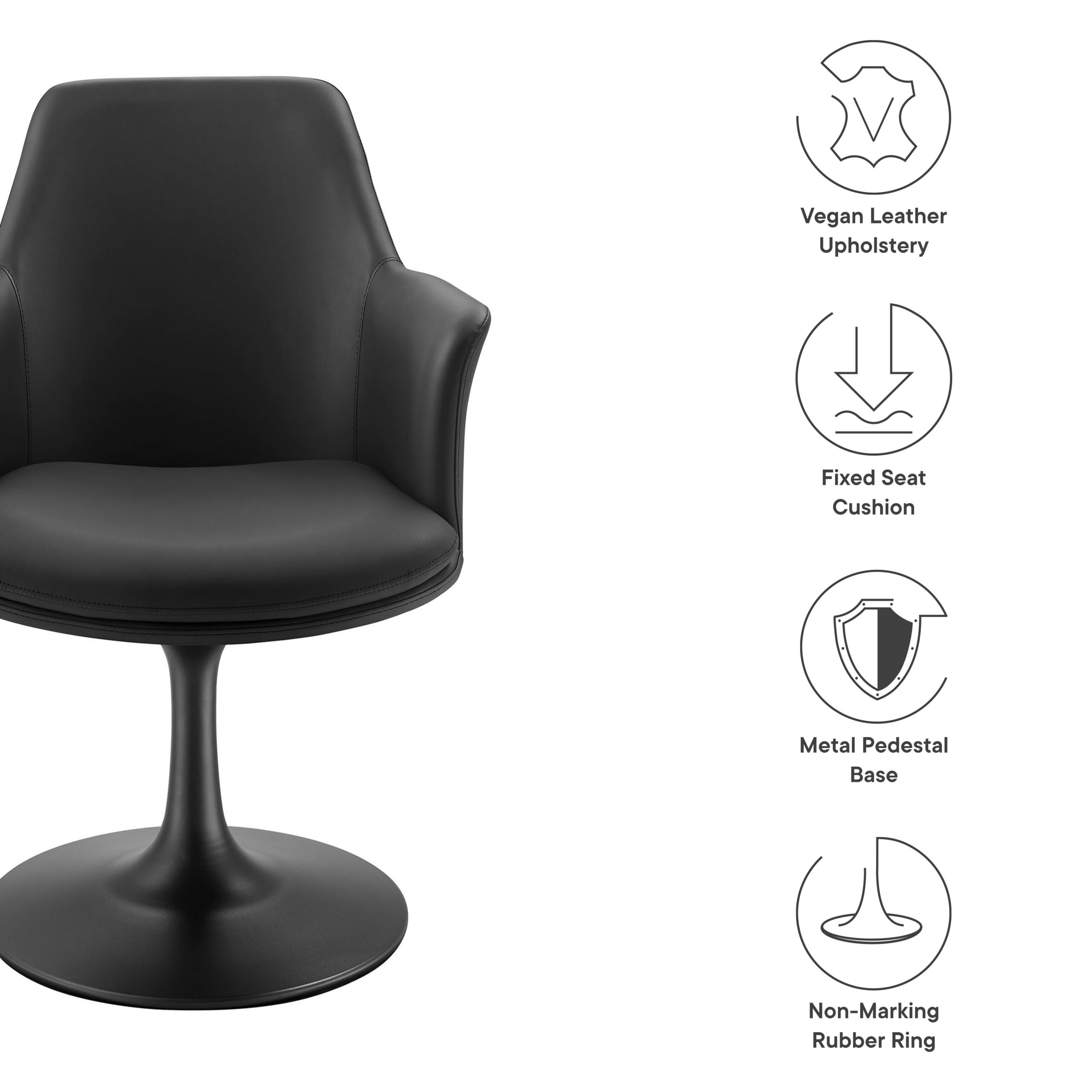 Lippa Swivel Dining Vegan Leather Armchair by Modway - Image 2
