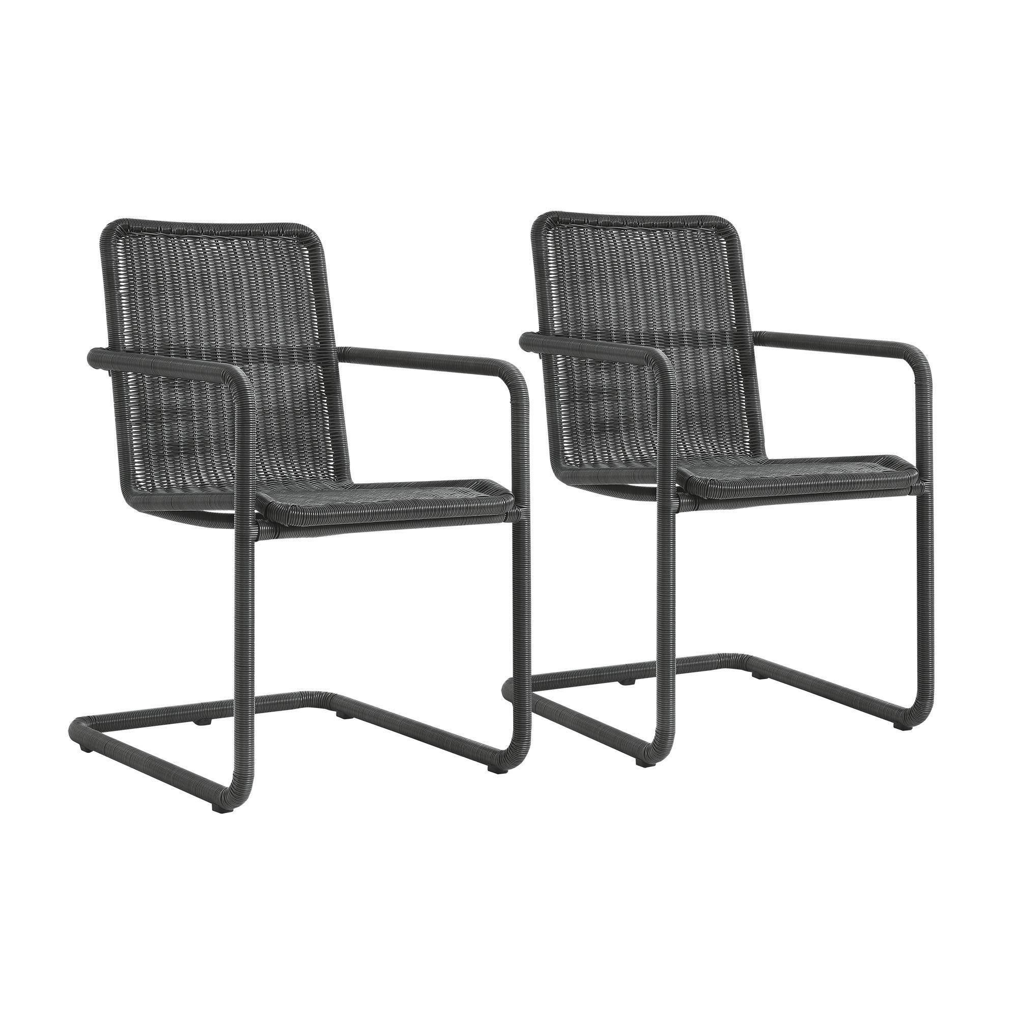 Abacus 7-Piece Rectangular Outdoor Patio Aluminum Dining Table Set with Rattan Armchairs by Modway