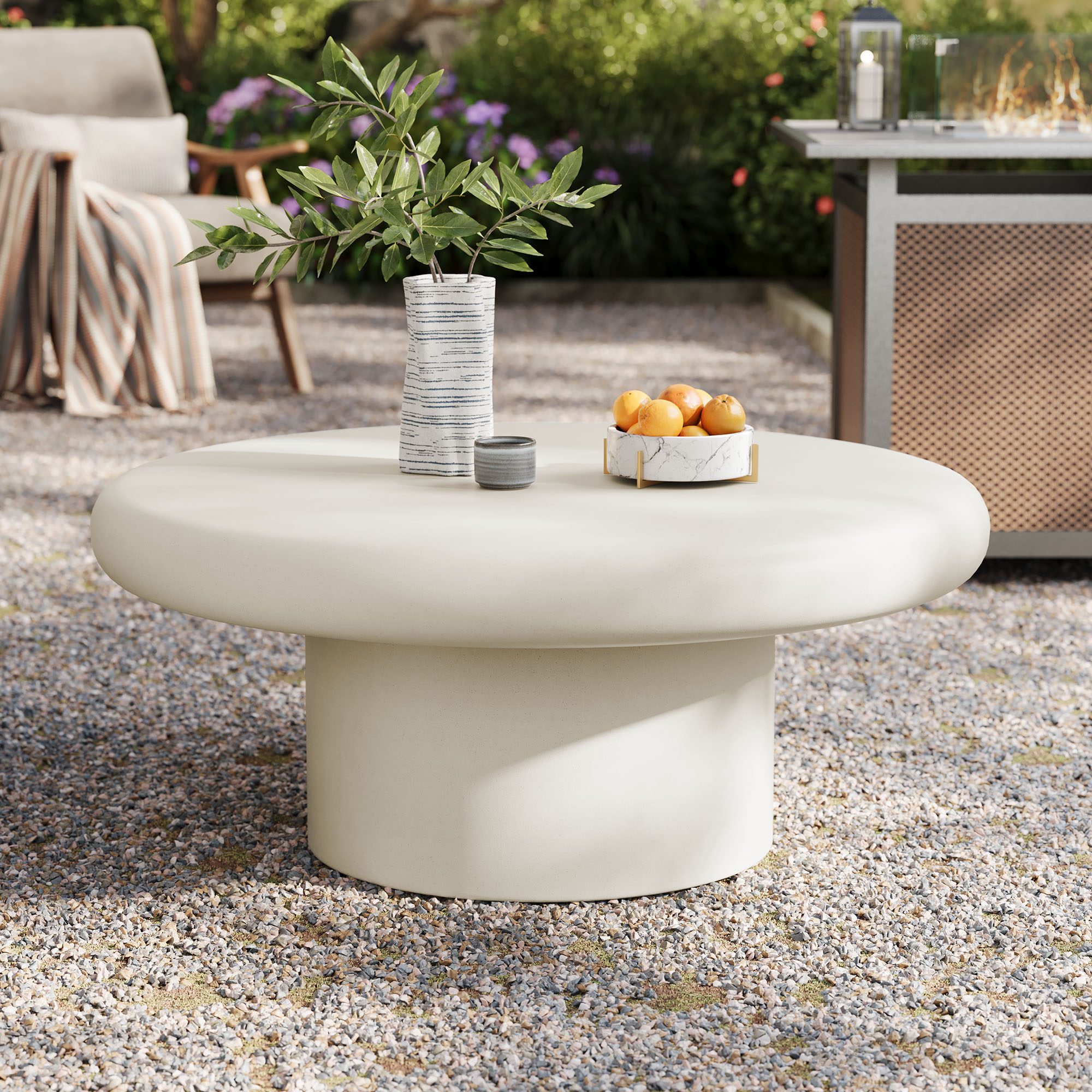 Argos Indoor - Outdoor Patio Concrete Round Coffee Table by Modway ...