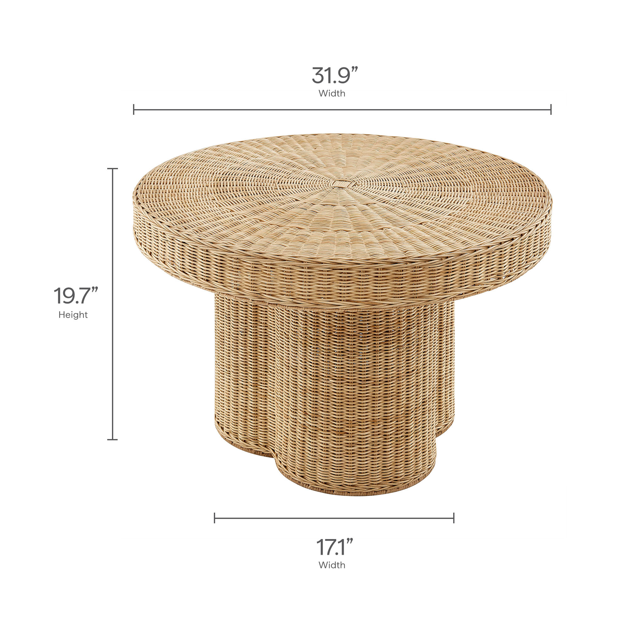 Ainsley 32 Inch Round Natural Rattan Coffee Table by Modway - Image 2