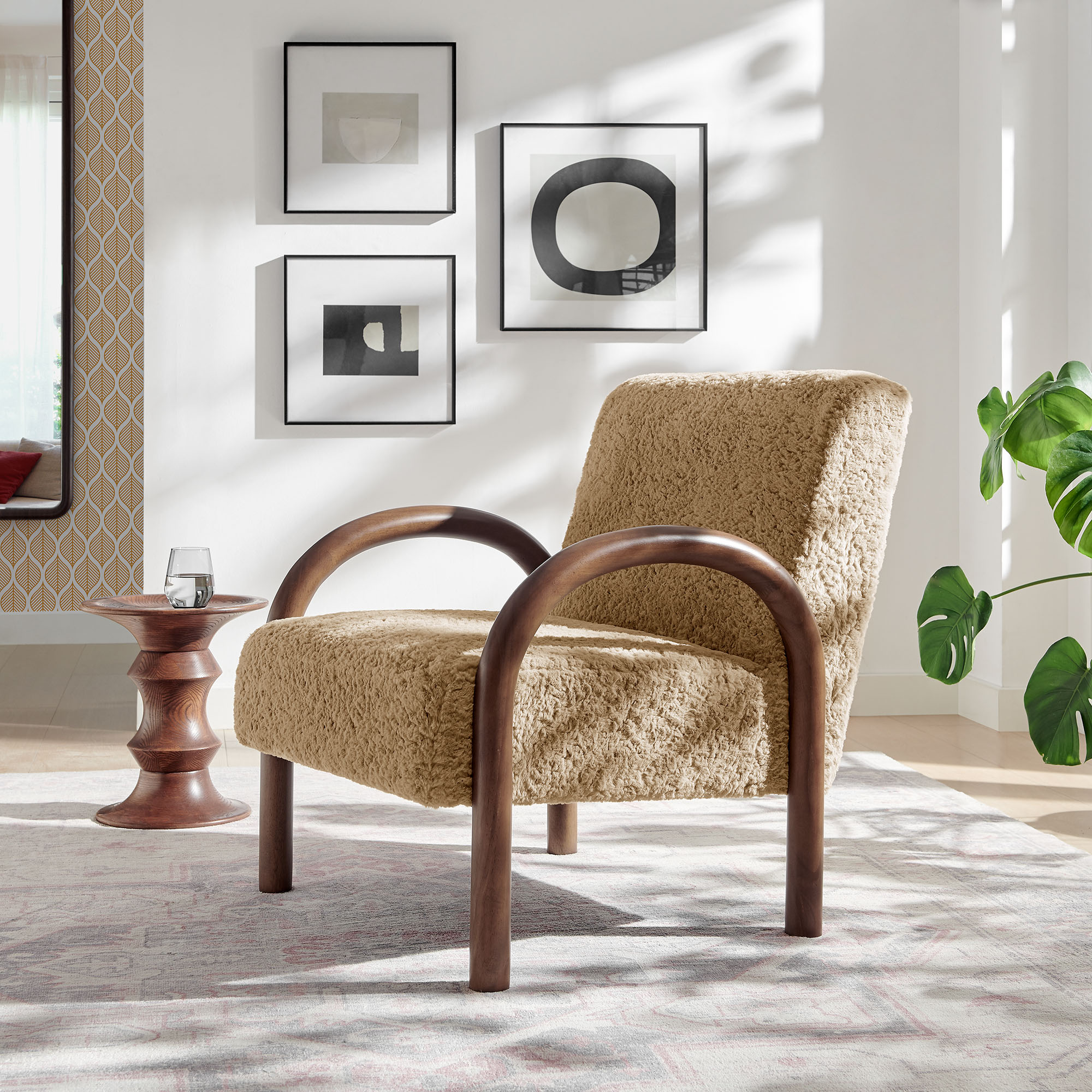 Lunet Faux Shearling Accent Armchair by Modway