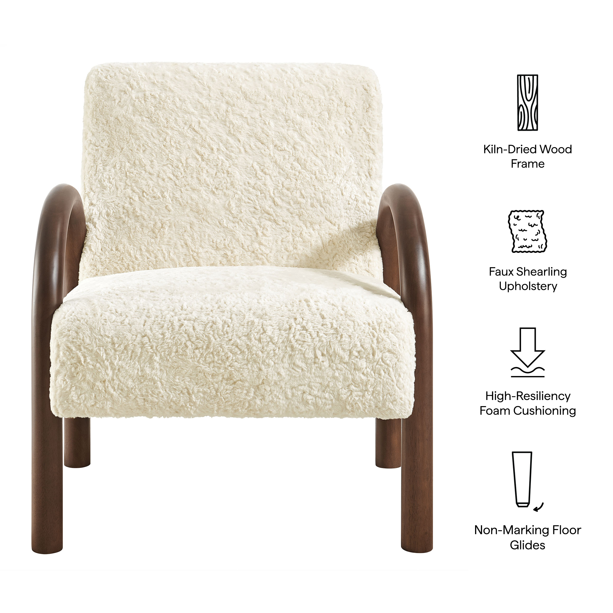 Lunet Faux Shearling Accent Armchair by Modway