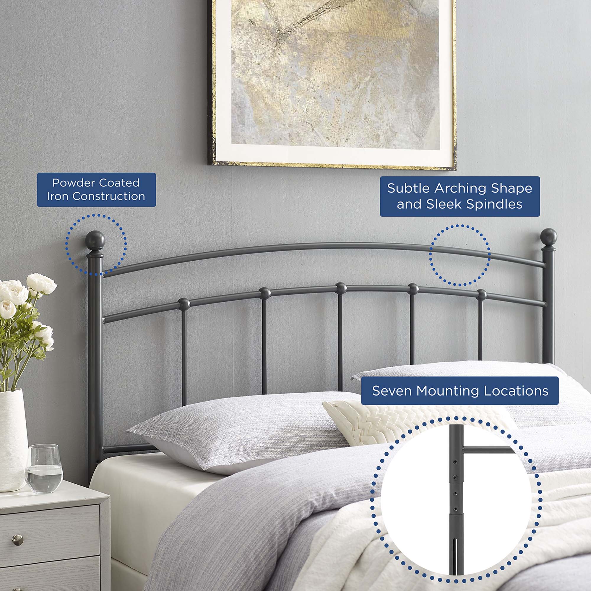 Abigail Metal Twin Headboard by Modway - Image 5