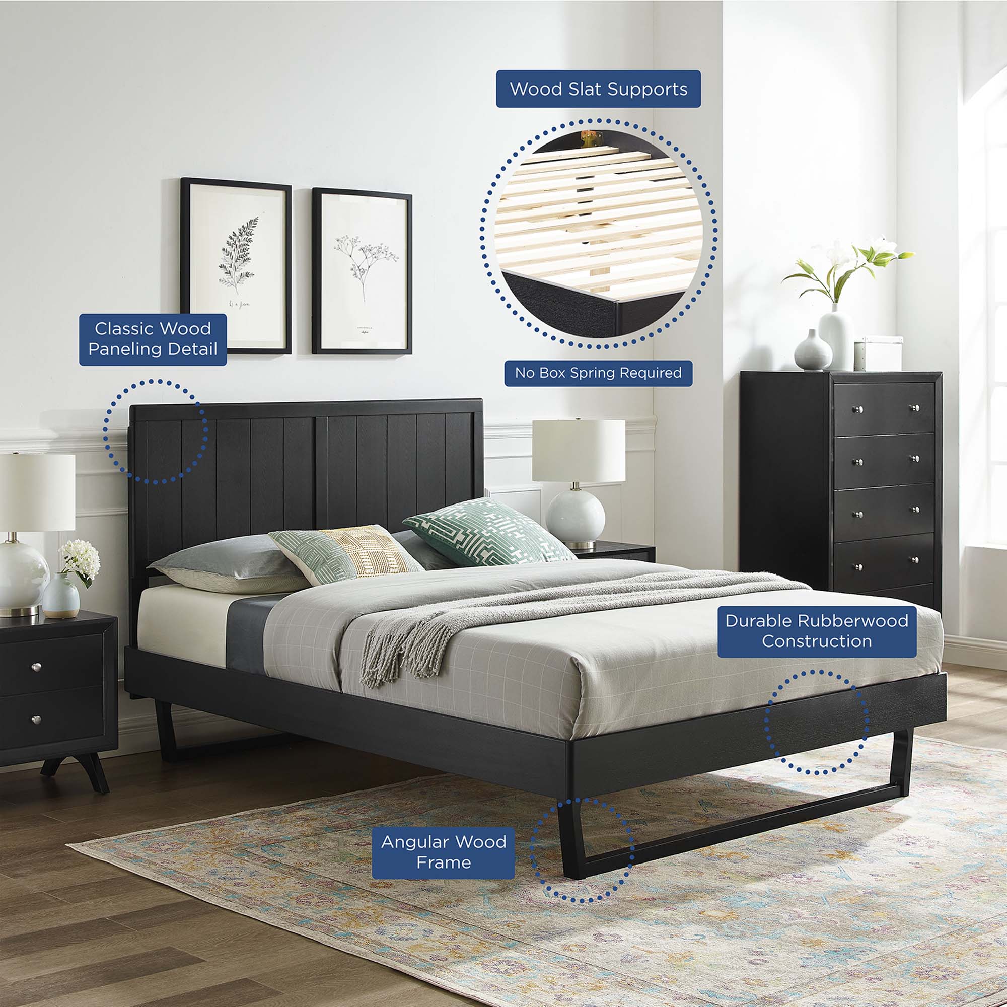 Alana Wood Full Platform Bed With Angular Frame by Modway - Image 9