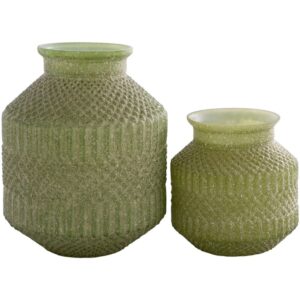 Catalana Green Marbled Glass Vase Set of 2 by Livabliss