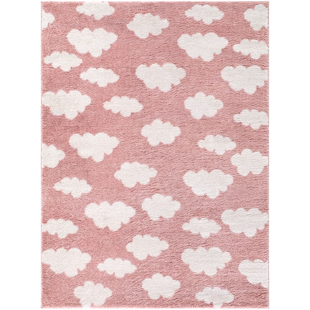 Fossay Rose and Ivory Shag Machine Woven Rug by Livabliss