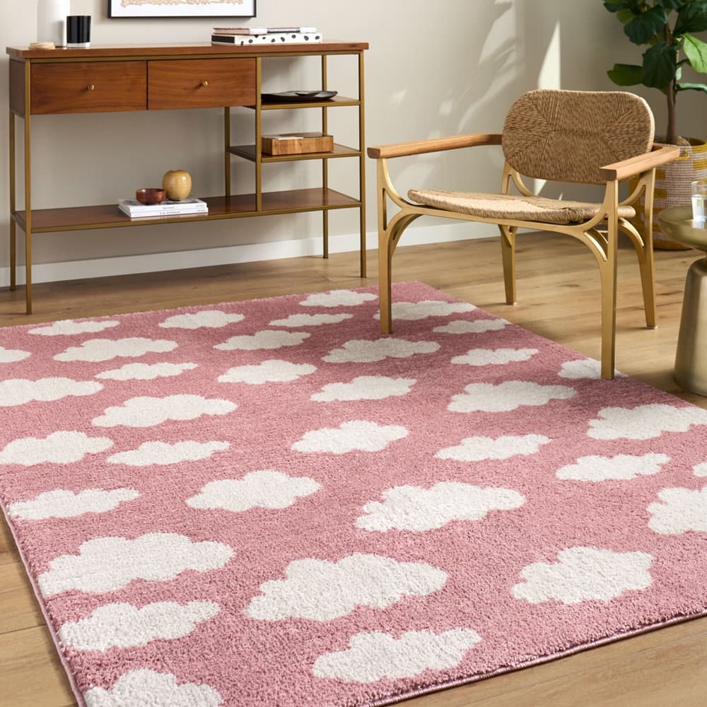 Fossay Rose and Ivory Shag Machine Woven Rug by Livabliss - Image 6