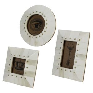 Bone Frames with Brass Rivets Set of 3 by HomArt