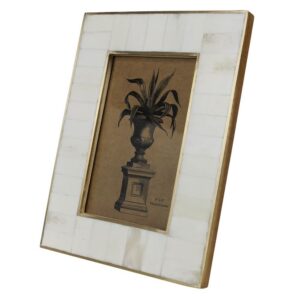 White 4x6 Frame with Bone and Brass by HomArt