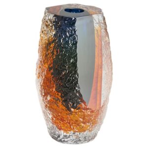 Large Blue and Amber Glass Hadley Vase by Cyan Design