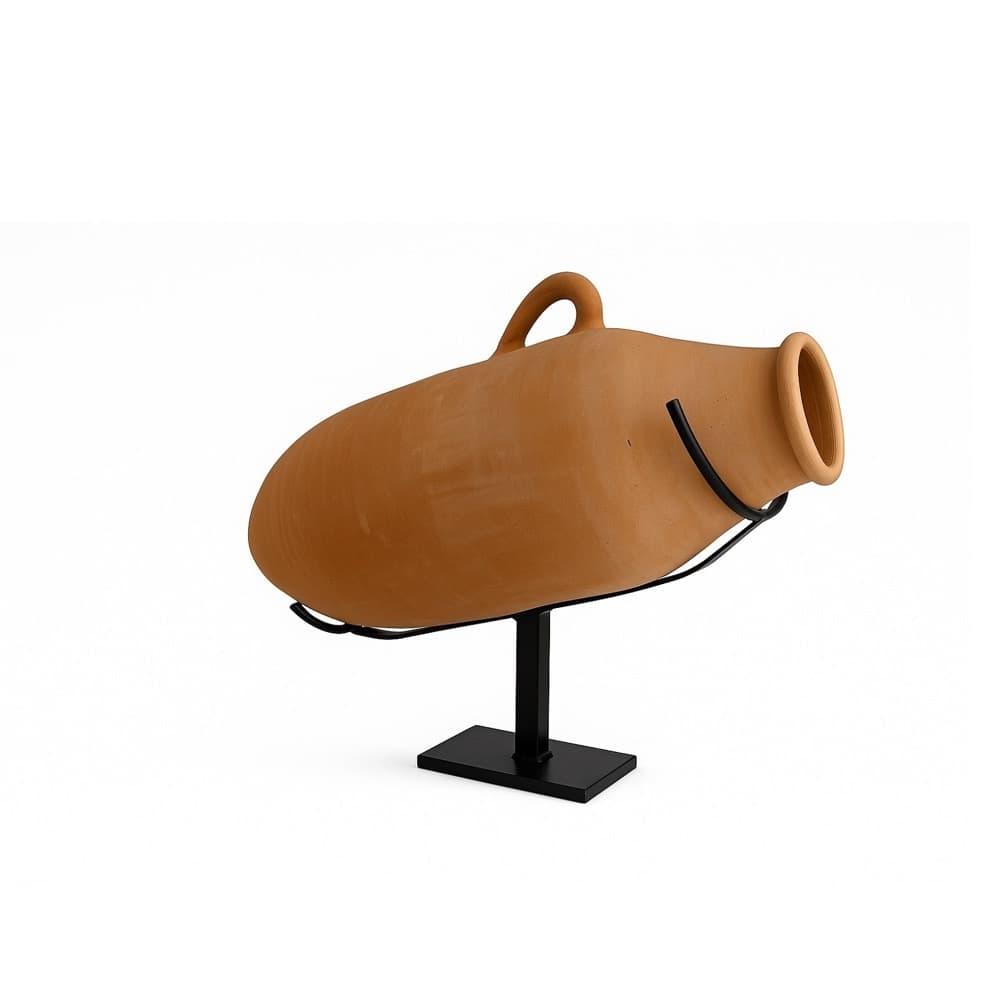 Tan Terracotta Vases with Stands in 2 Sizes by BIDKhome - Image 3
