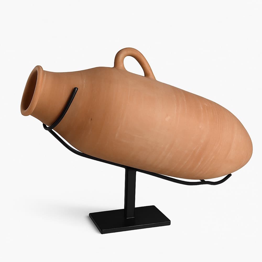 Tan Terracotta Vases with Stands in 2 Sizes by BIDKhome