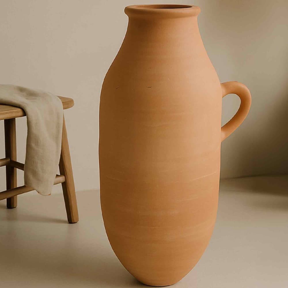 Tan Terracotta Vases with Stands in 2 Sizes by BIDKhome - Image 10