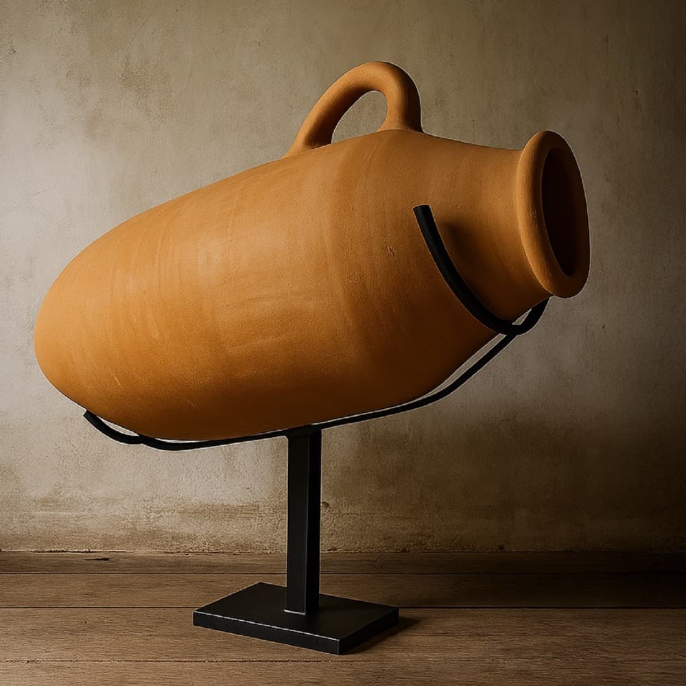 Tan Terracotta Vases with Stands in 2 Sizes by BIDKhome - Image 11
