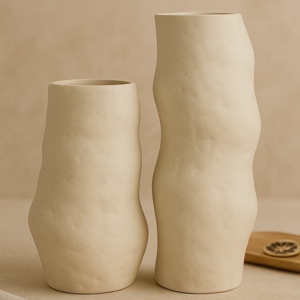 Off-White Paper Mache Vase in 2 Sizes by BIDKhome - Image 14