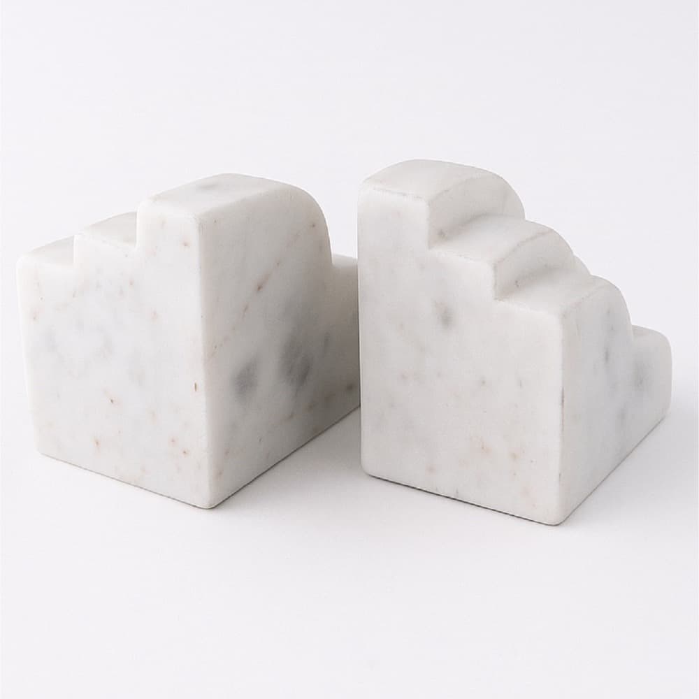 White Marble Bookend by BIDKhome - Image 2