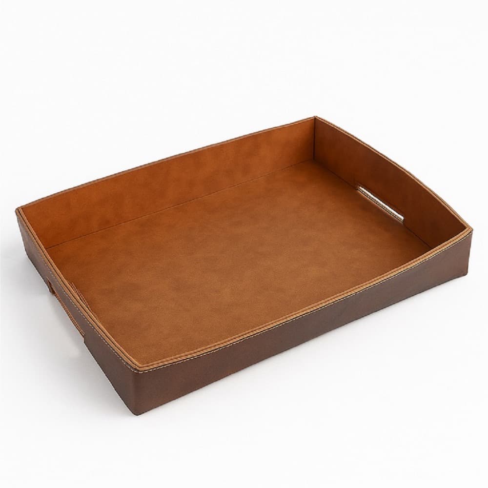 Chestnut Leather Brown Tray by BIDKhome - Image 3