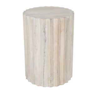 White Sand Tall Mango Wood Round Side Table by BIDKhome