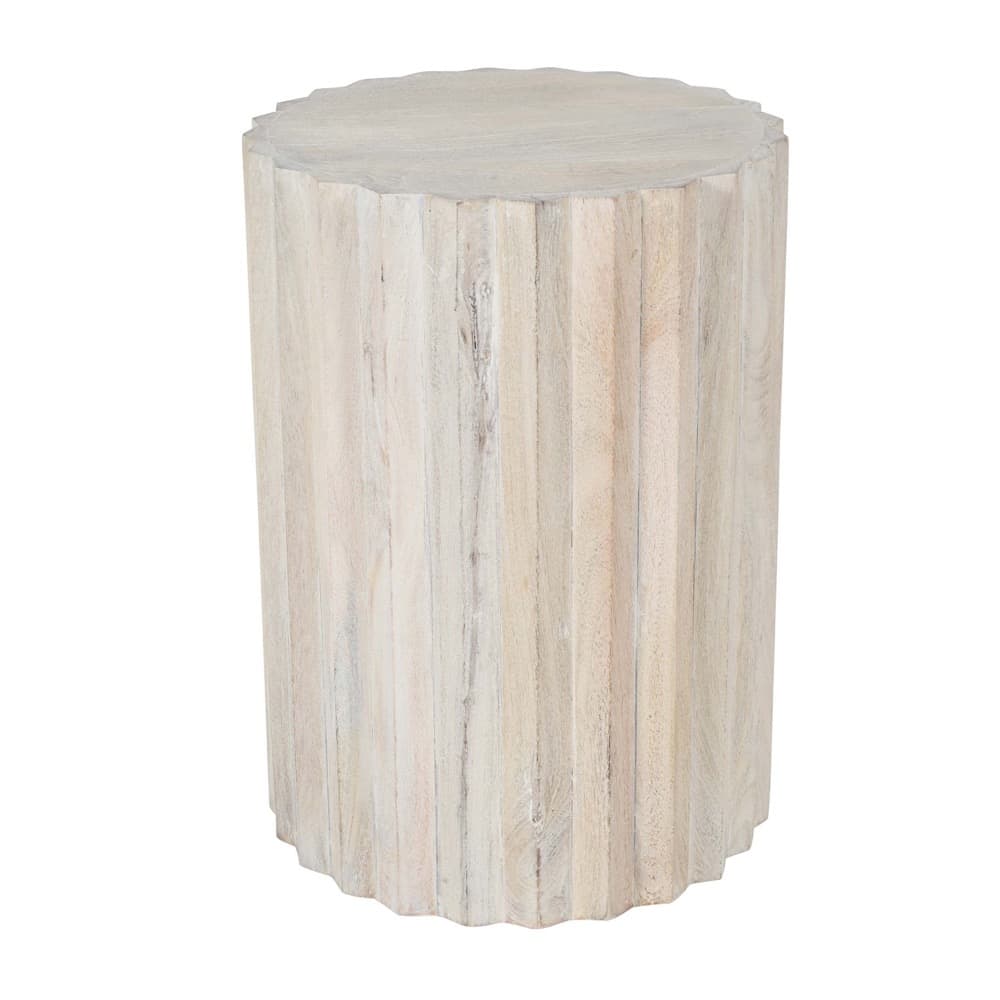 White Sand Tall Mango Wood Round Side Table by BIDKhome