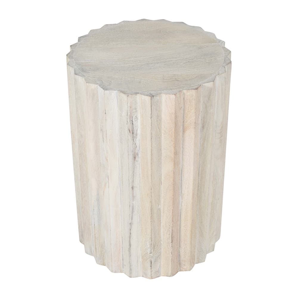 White Sand Tall Mango Wood Round Side Table by BIDKhome - Image 2