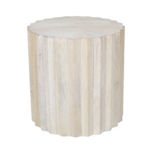 White Sand Small Mango Wood Round Side Table by BIDKhome