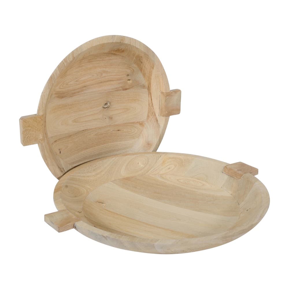 Sandblasted Oak Wooden Bowls Set of 2 by BIDKhome - Image 2